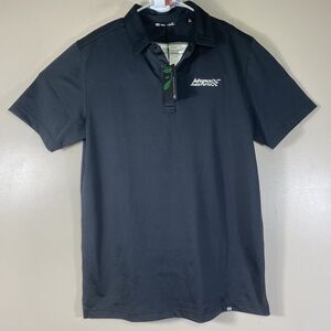 NWT Travis Mathew Polo Golf Men Medium Black  Cabana  Stretch Advance Auto Logo